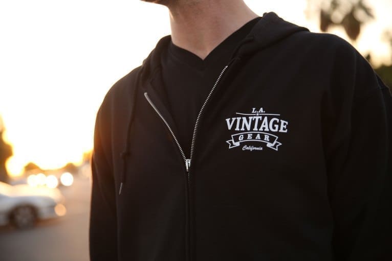 L.A. Vintage Gear Zip Up Hoodie with Front & Back Logo - Size Medium