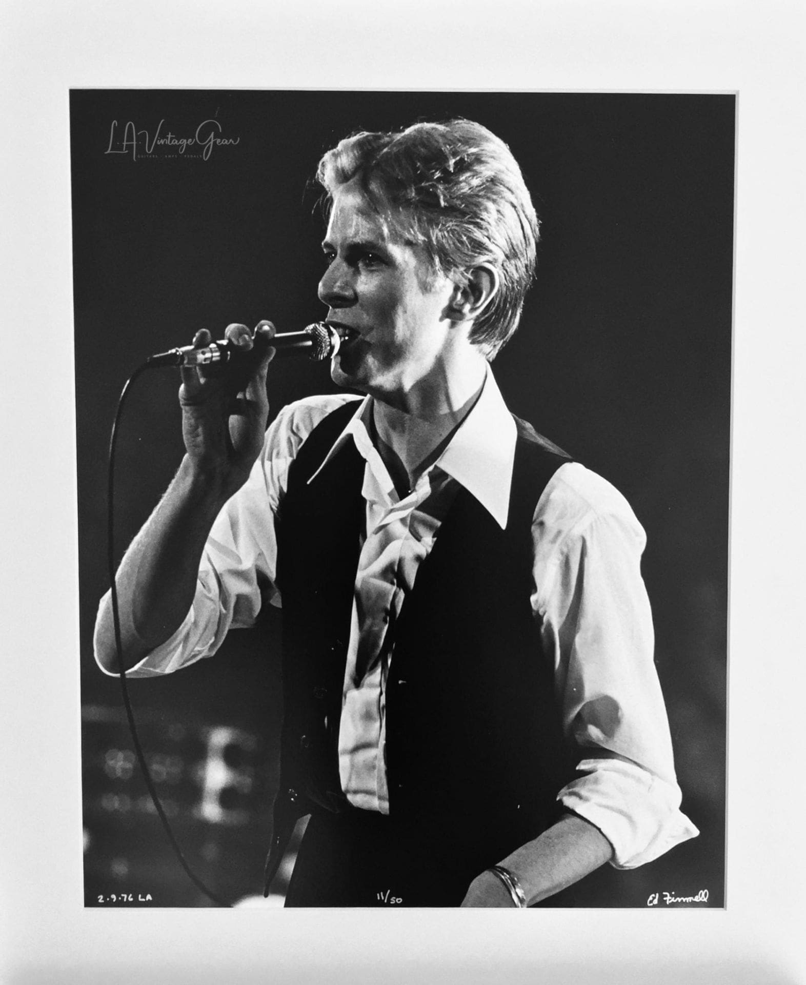 David Bowie - Station to Station Tour 1976 L.A. Forum - Authentic Concert Photo by Ed Finnell - B&W- White Matte 20"x24"
