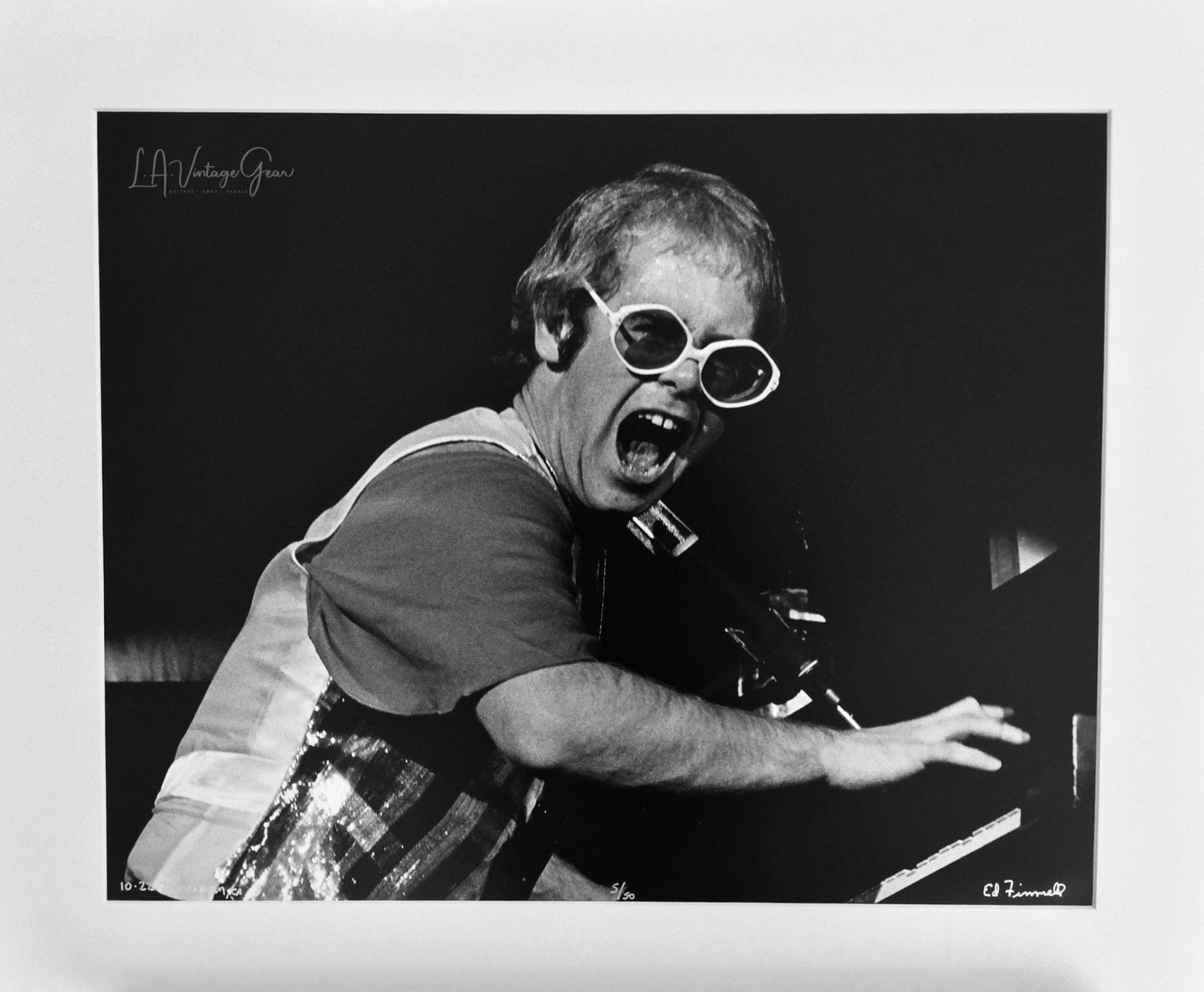 Elton John Honky Tonk Chateau Tour 1972 Authentic Concert Photo by Ed Finnell - B&W-White Matte 20"x24"