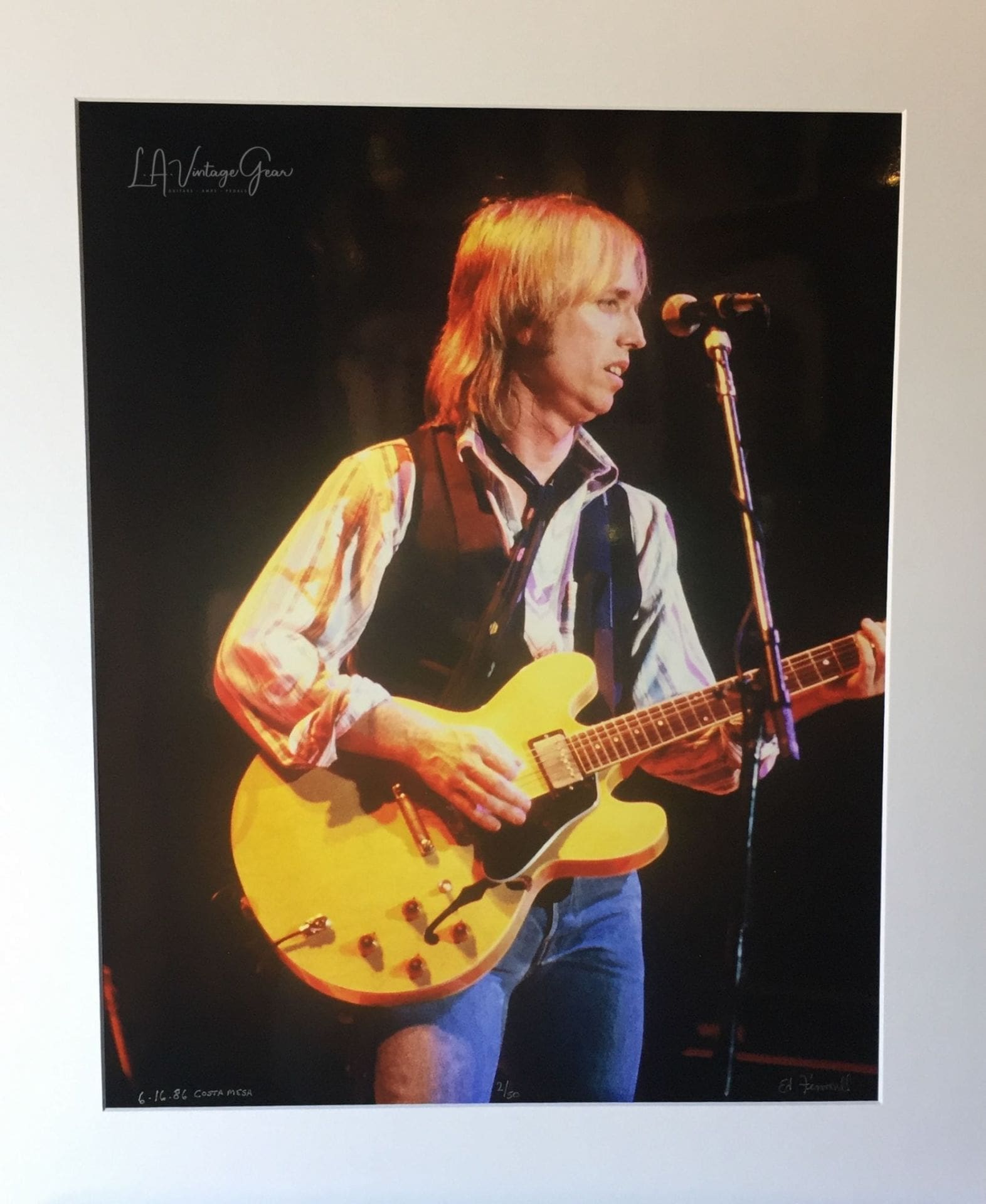 Tom Petty & The Hearbreakers - Dylan Tour 1986 Costa Mesa-Authentic Concert Photo by Ed Finnell - Color- White Matte 20"x24"