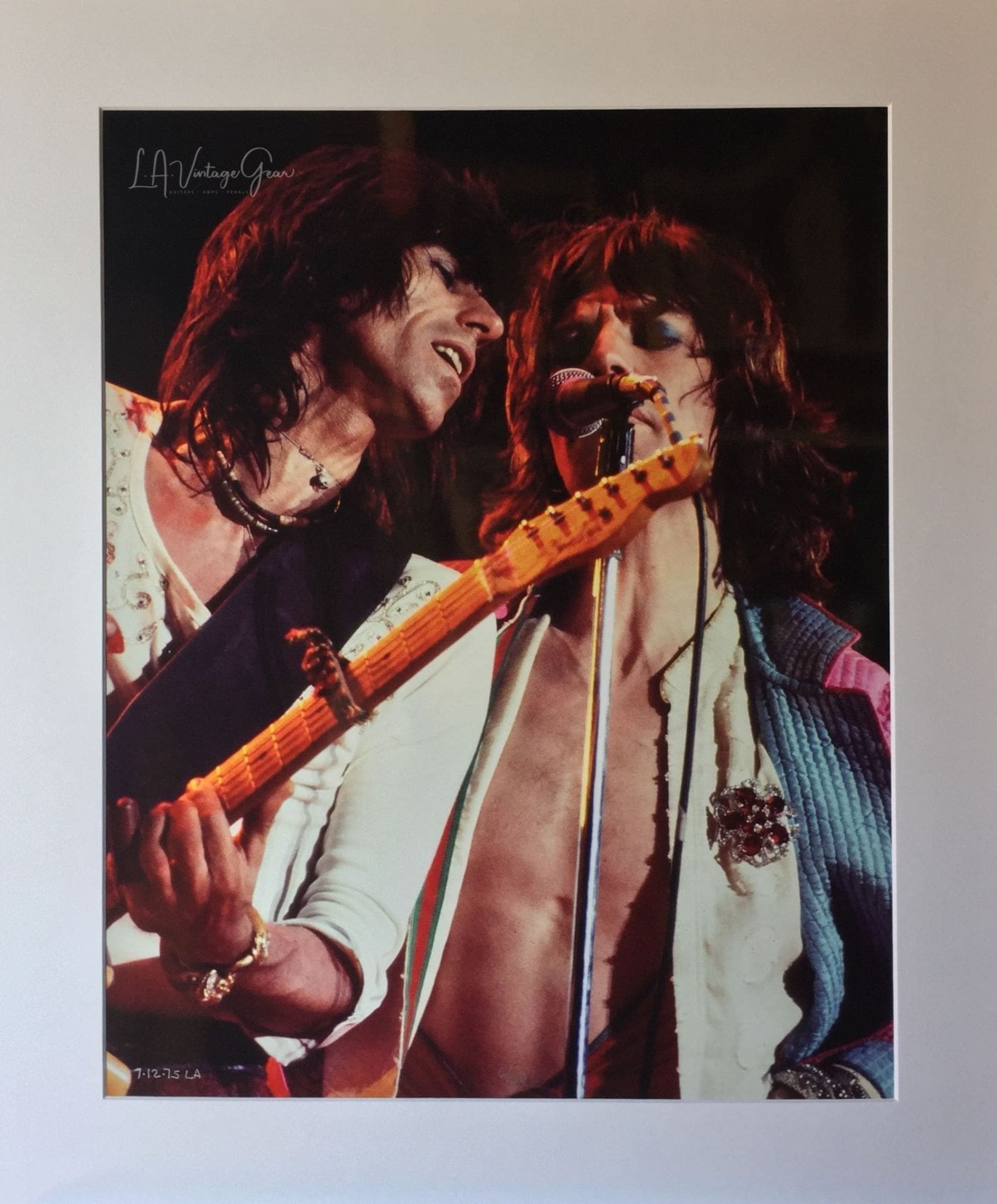 Mick Jagger & Keith Richards-Tour of The Americas 1975 -Authentic Concert Photo by Ed Finnell - Color -White Matte 20"x24"