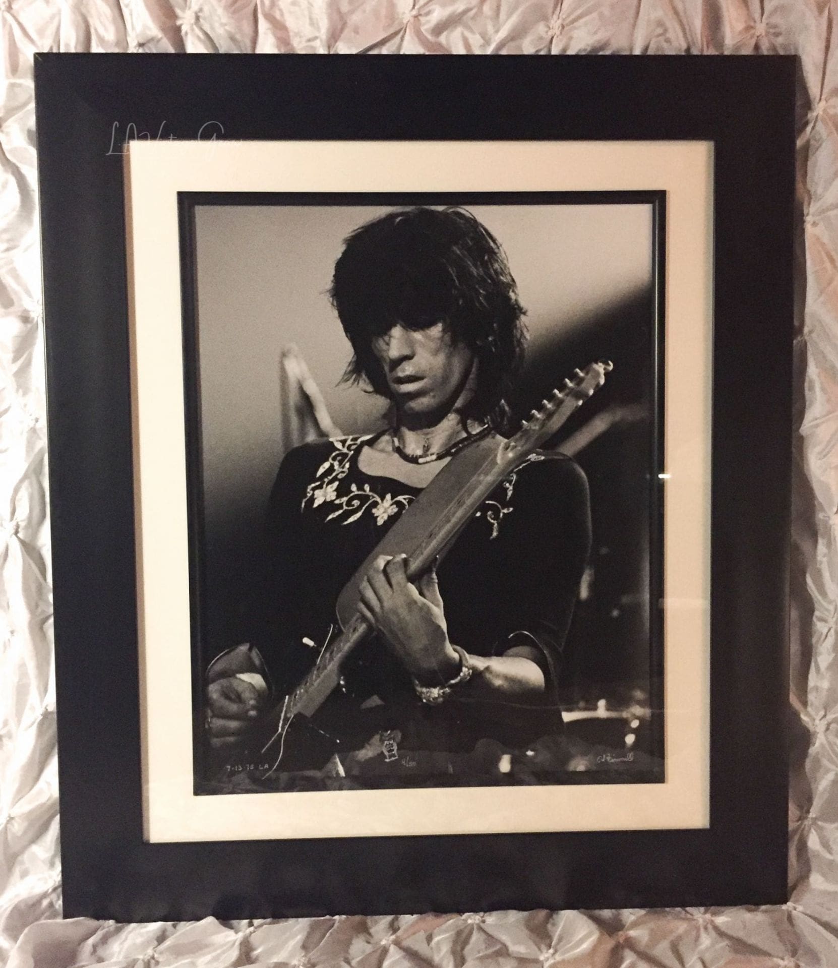 Keith Richards - Rolling Stones Tour of The Americas 1975 - FRAMED Authentic Concert Photos by Ed Finnell on 25"x 29"