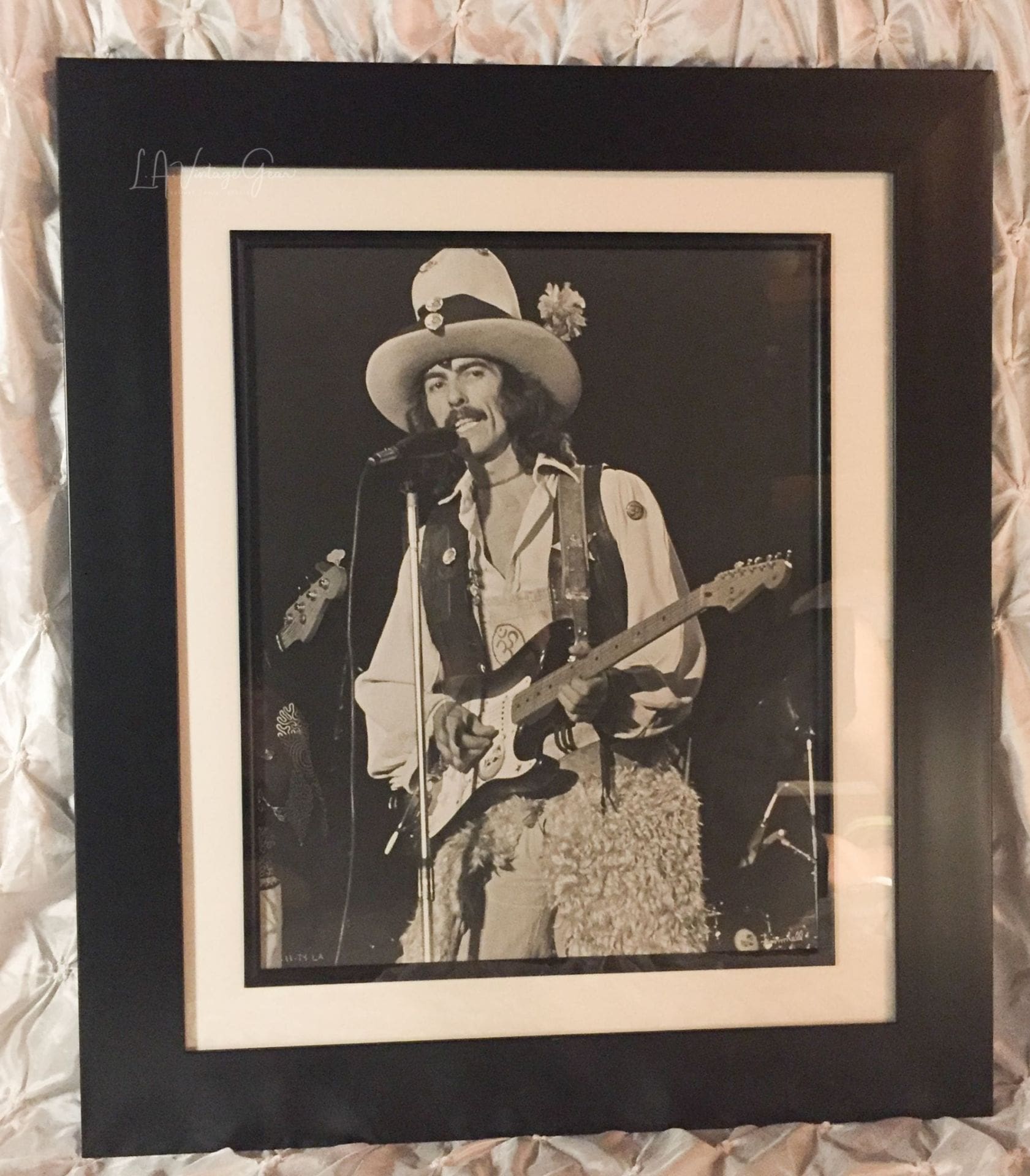 (SOLD) George Harrison - Dark Horse Tour - L.A. Forum November 11, 1974 - FRAMED Authentic Concert Photo by Ed Finnell on 25"x29"