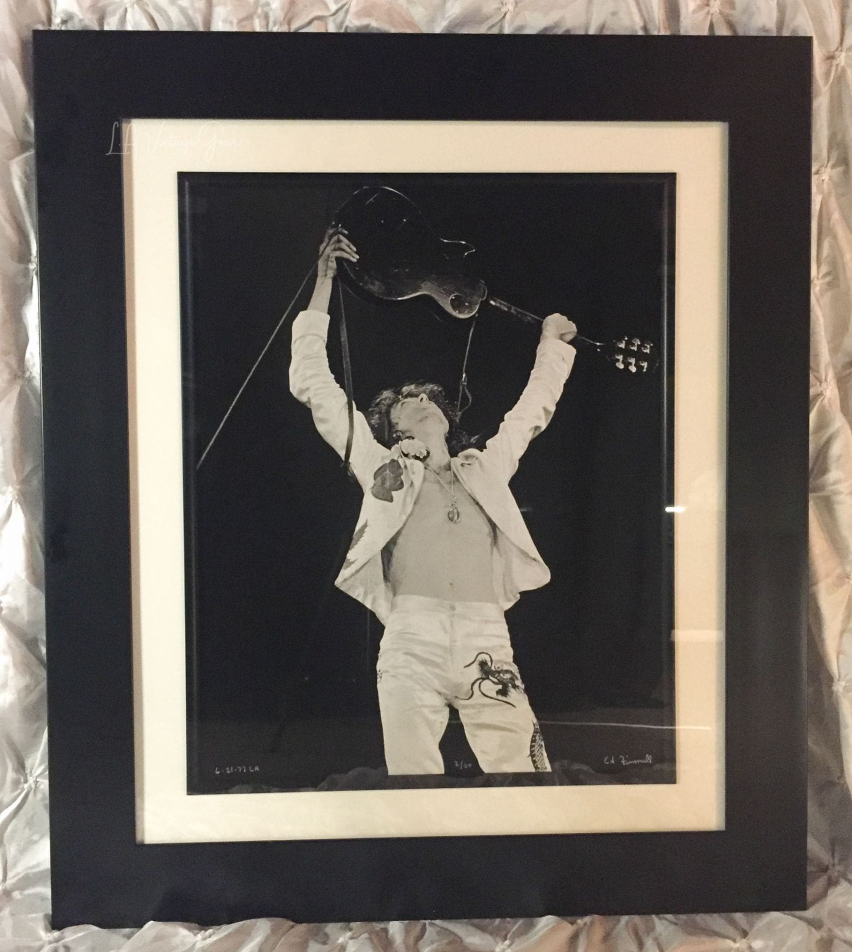 Jimmy Page - Led Zeppelin Presence Tour - June 21, 1977 - FRAMED Authentic Concert Photo by Ed Finnell on 25"x29"