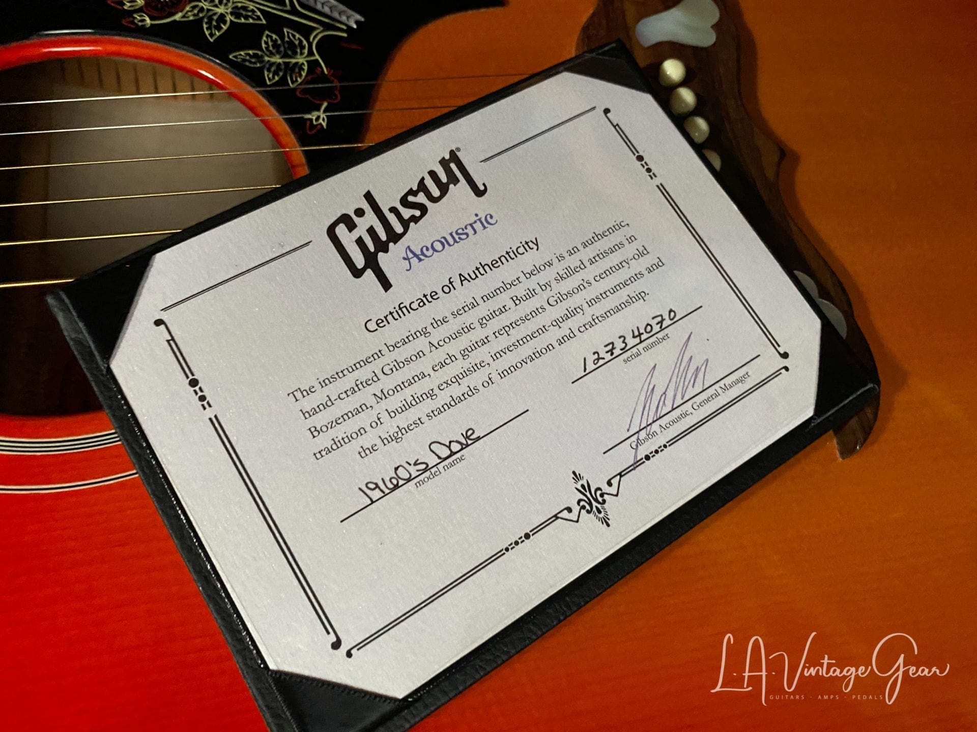 Gibson Custom Shop Dove 1960's Acoustic Guitar (2014) - Vintage Cherry Burst Finish - Image 13