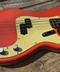 Danocaster P-Style Bass Guitar in Faded Fiesta Red - Image 4