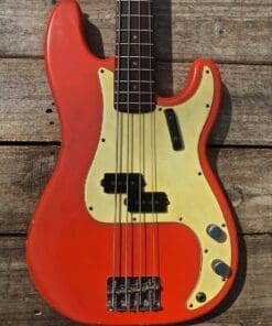 Danocaster P-Style Bass Guitar in Faded Fiesta Red - Image 3