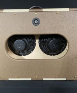 Kerry Wright 2 x 10 Custom Cab - Brown & Blonde with Wood Design on Grill  & Jensen P10P Speakers - Image 2