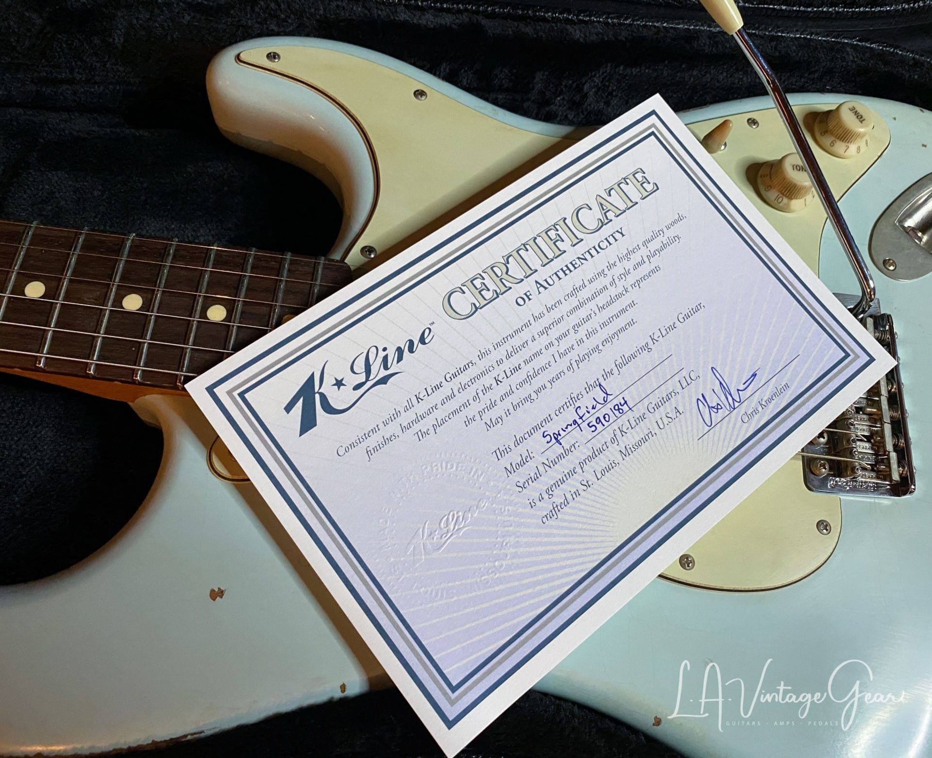 K-Line Springfield S-Style Guitar in Sonic Blue - Image 17