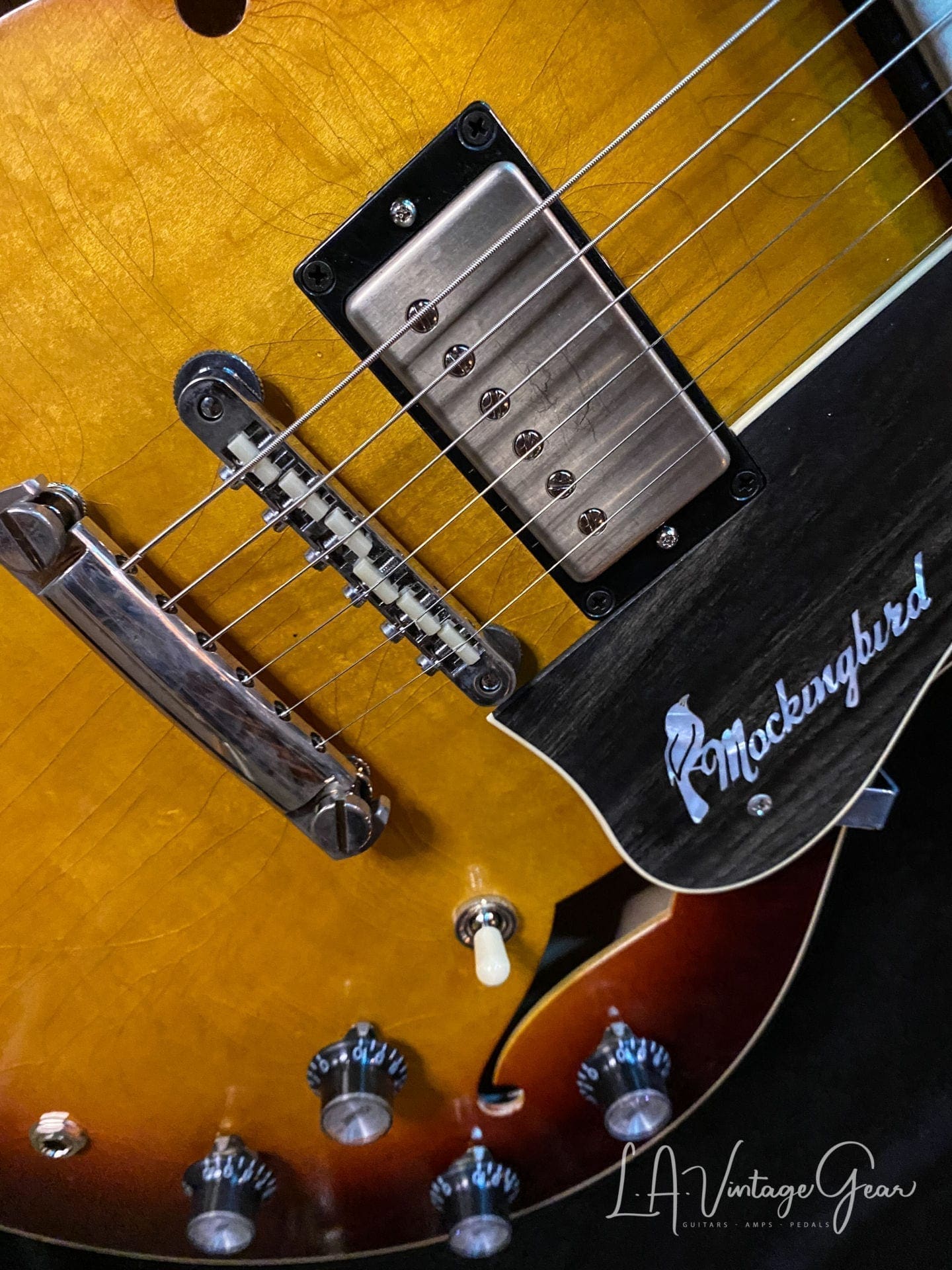 Josh Williams Mockingbird Electric Guitar -3 Tone Sunburst Finish with Small Block Inlays - JWGM128 - Image 13