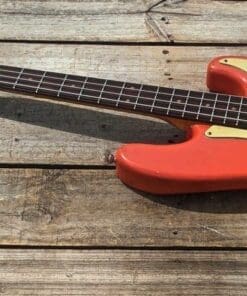 Danocaster P-Style Electric Bass in  Faded Fiesta Red - Image 4