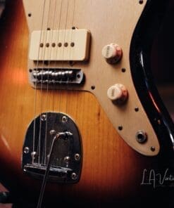 Danocaster Offset Electric Guitar - Anodized Gold Pickguard & Sunburst Finish - Image 4