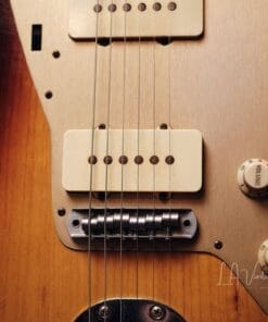 Danocaster Offset Electric Guitar - Anodized Gold Pickguard & Sunburst Finish - Image 5