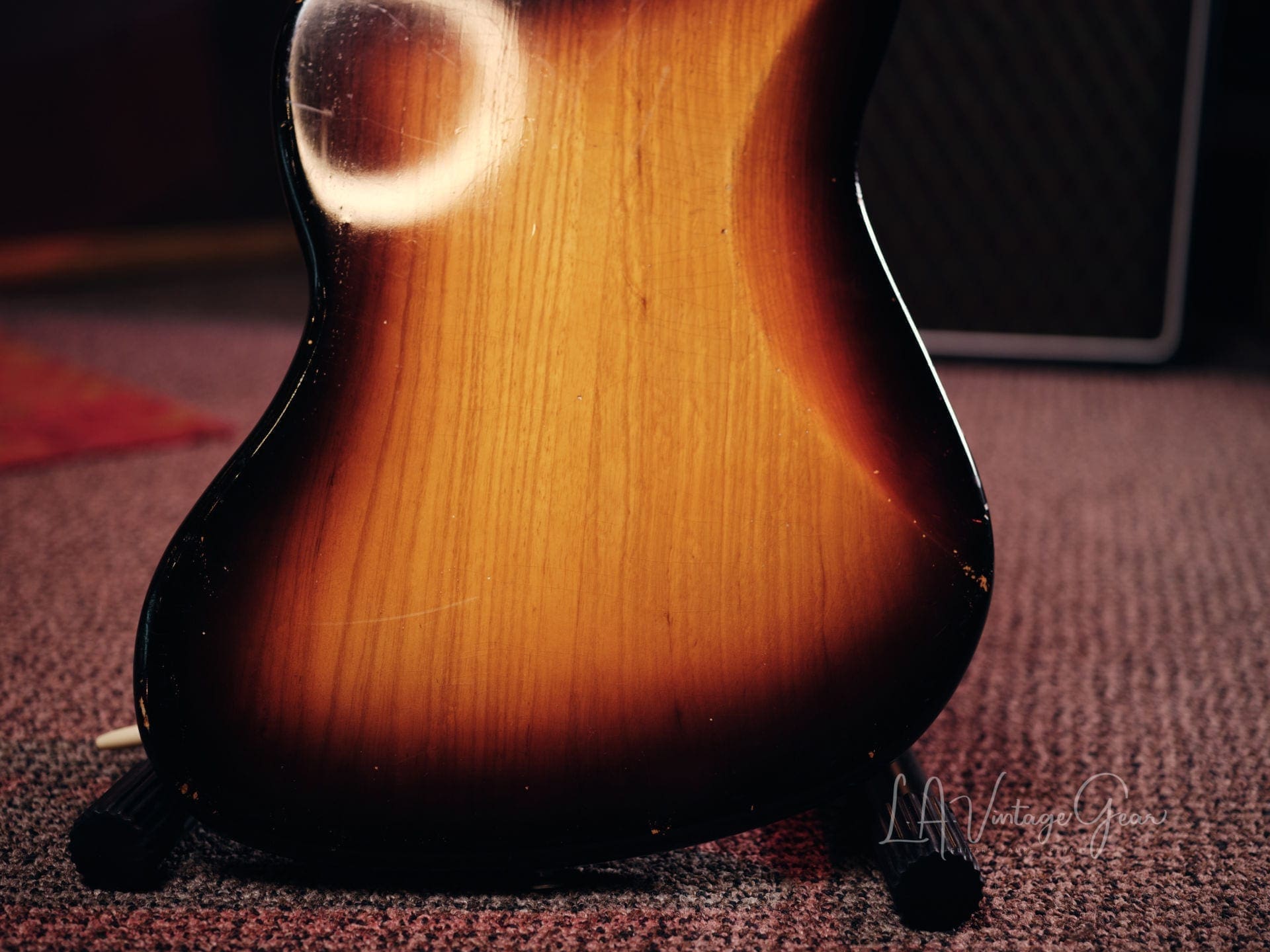 Danocaster Offset Electric Guitar - Anodized Gold Pickguard & Sunburst Finish - Image 8