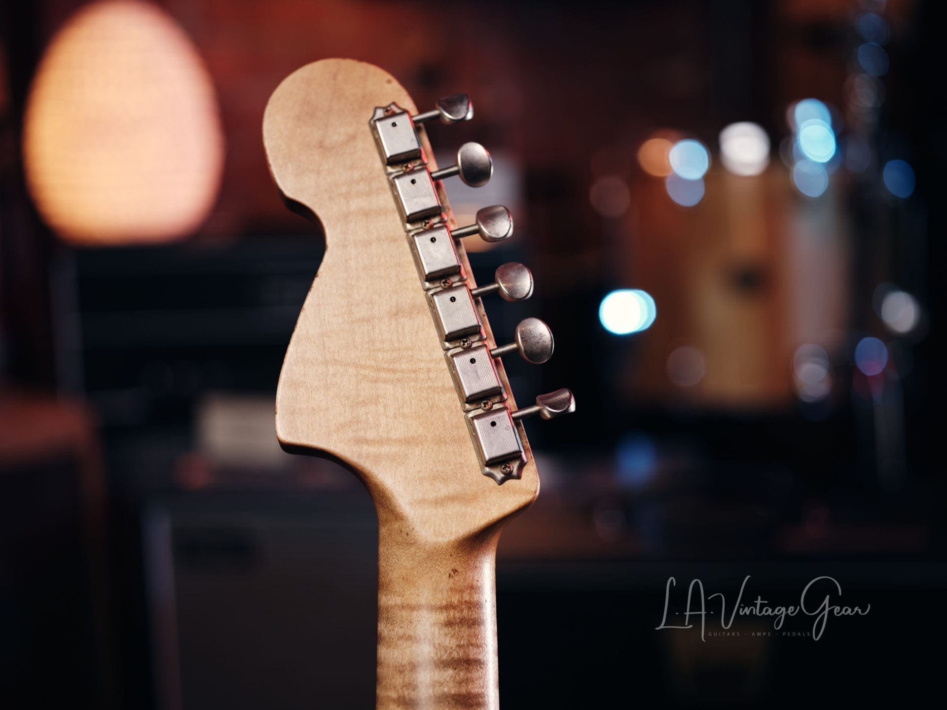 Danocaster Offset Electric Guitar - Anodized Gold Pickguard & Sunburst Finish - Image 12