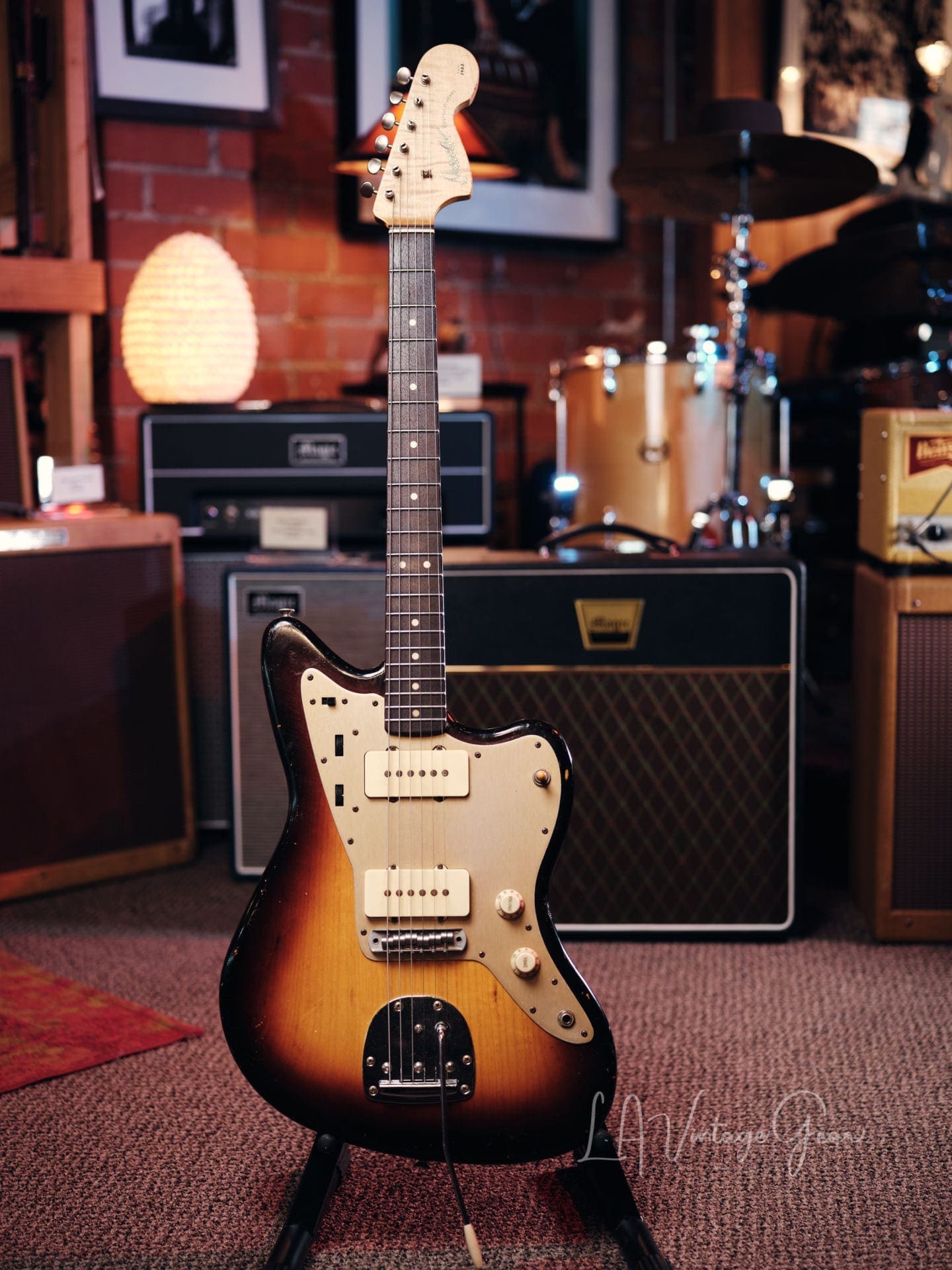 Danocaster Offset Electric Guitar - Anodized Gold Pickguard & Sunburst Finish