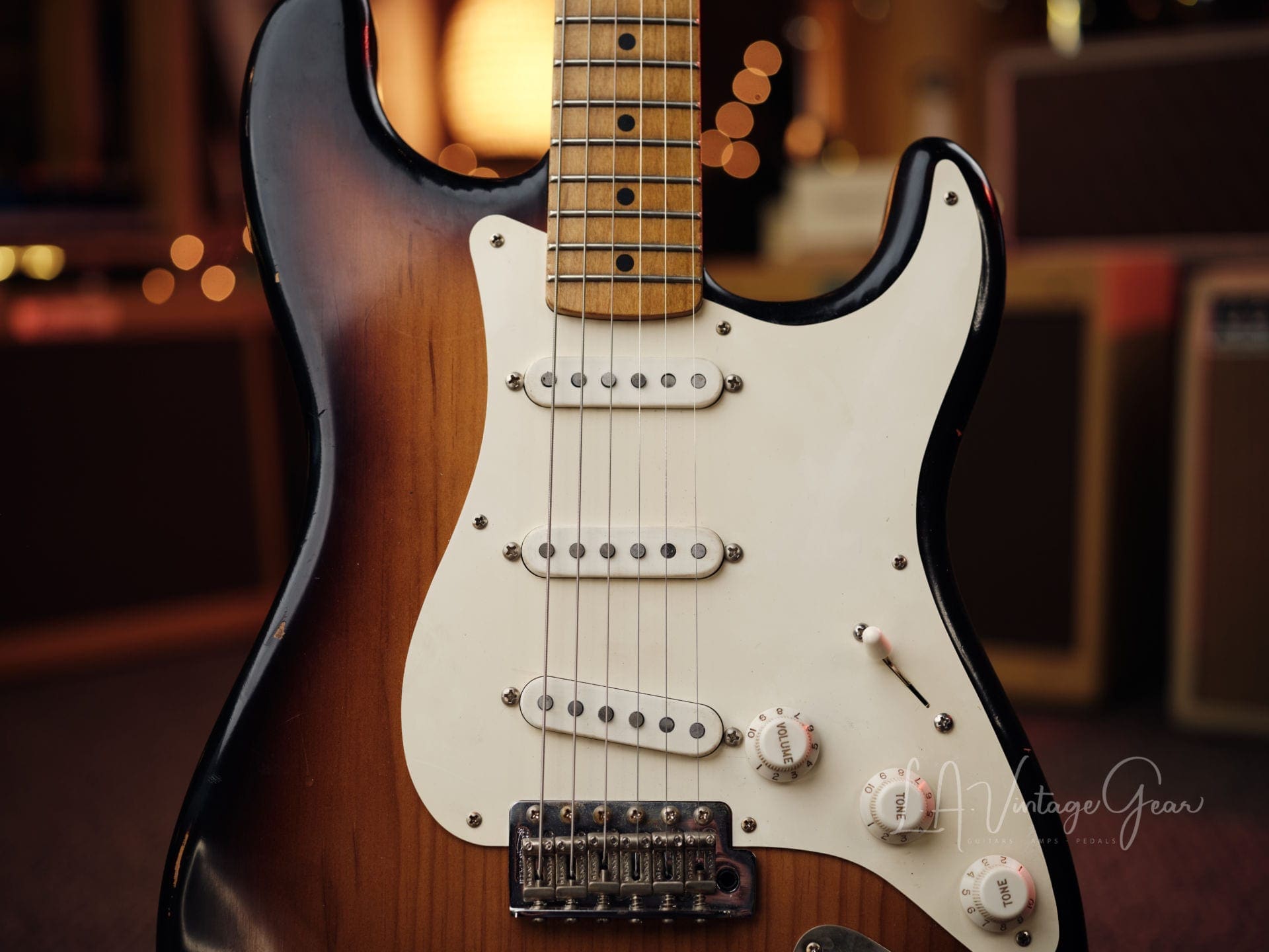 K-Line Springfield S-Style Electric Guitar - 2Tone Sunburst & Roasted Pine Body - Great Gtr . - Image 3