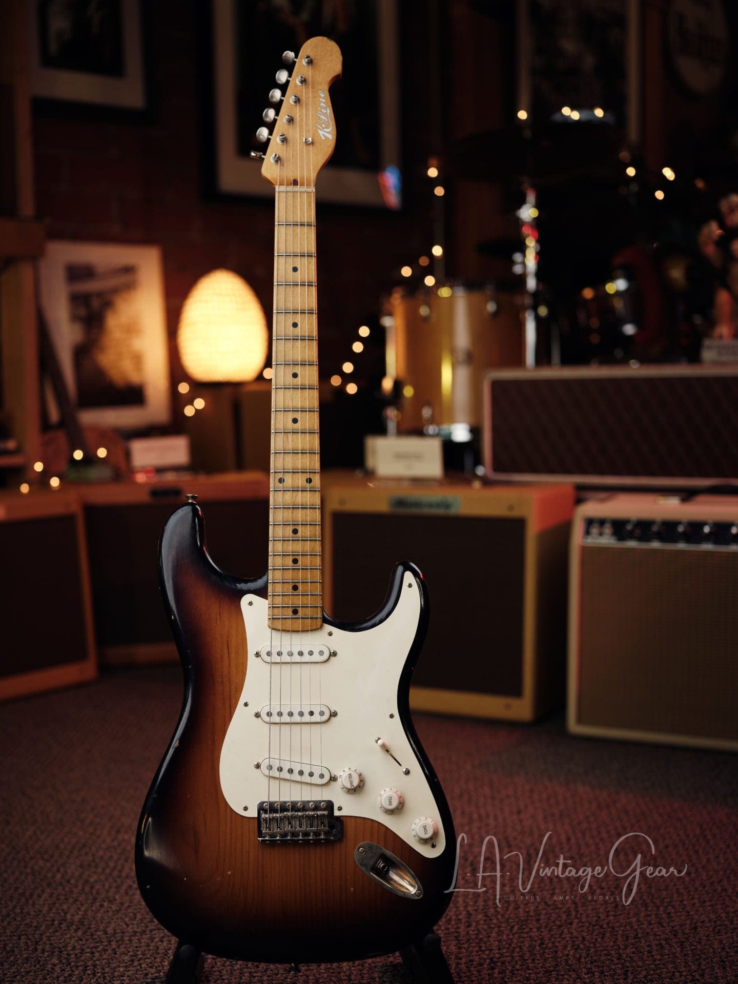 K-Line Springfield S-Style Electric Guitar - 2Tone Sunburst & Roasted Pine Body - Great Gtr .