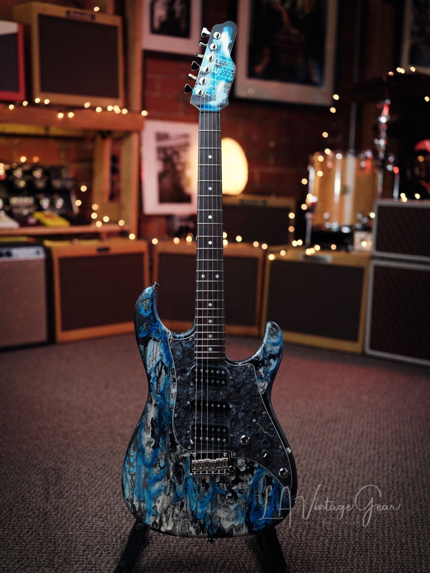 Tyler ' Black & Blue Shmear' S-Style Electric Guitar in HSH Pup Configuration - Brand New!