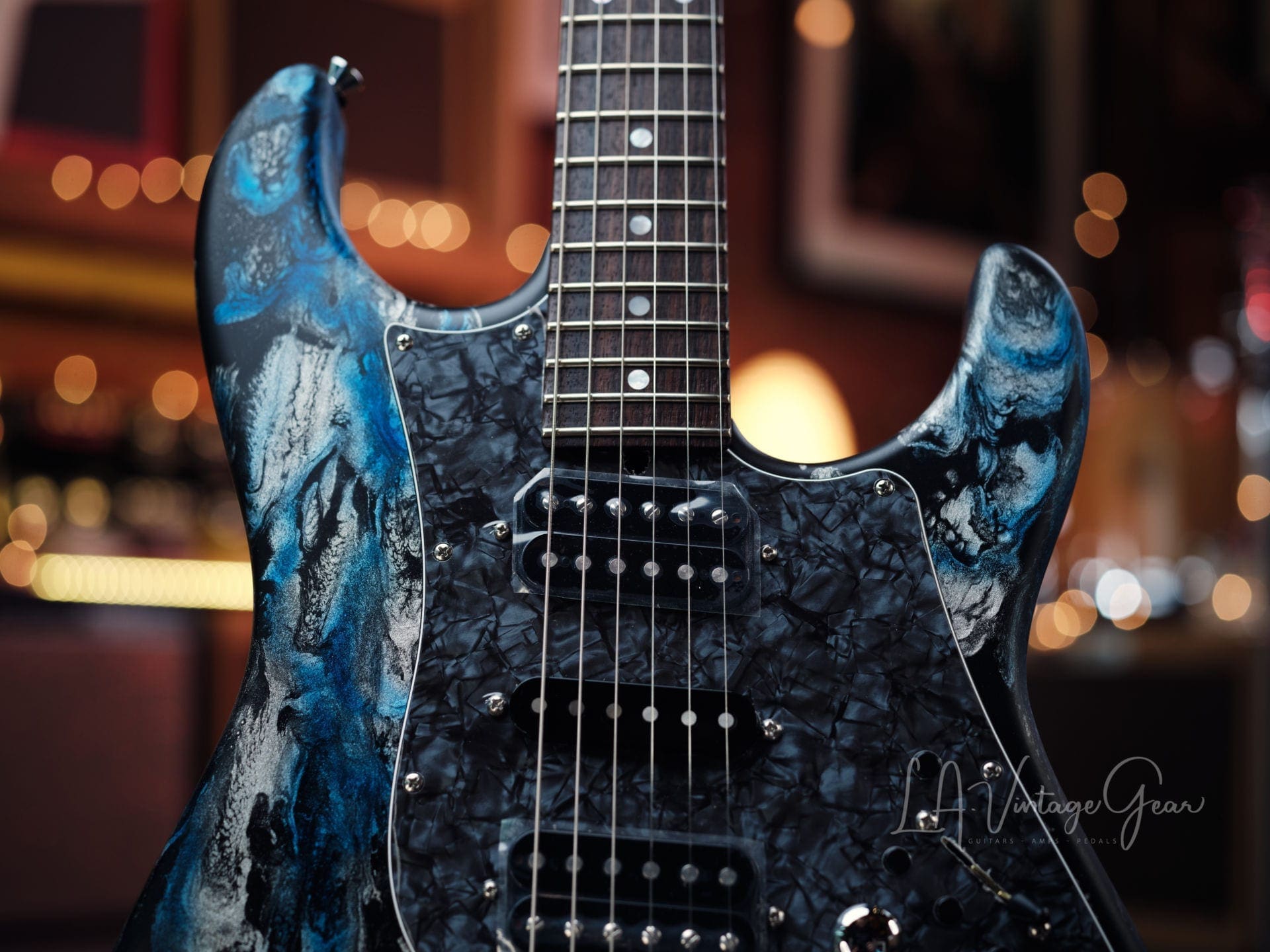 Tyler ' Black & Blue Shmear' S-Style Electric Guitar in HSH Pup Configuration - Brand New! - Image 4