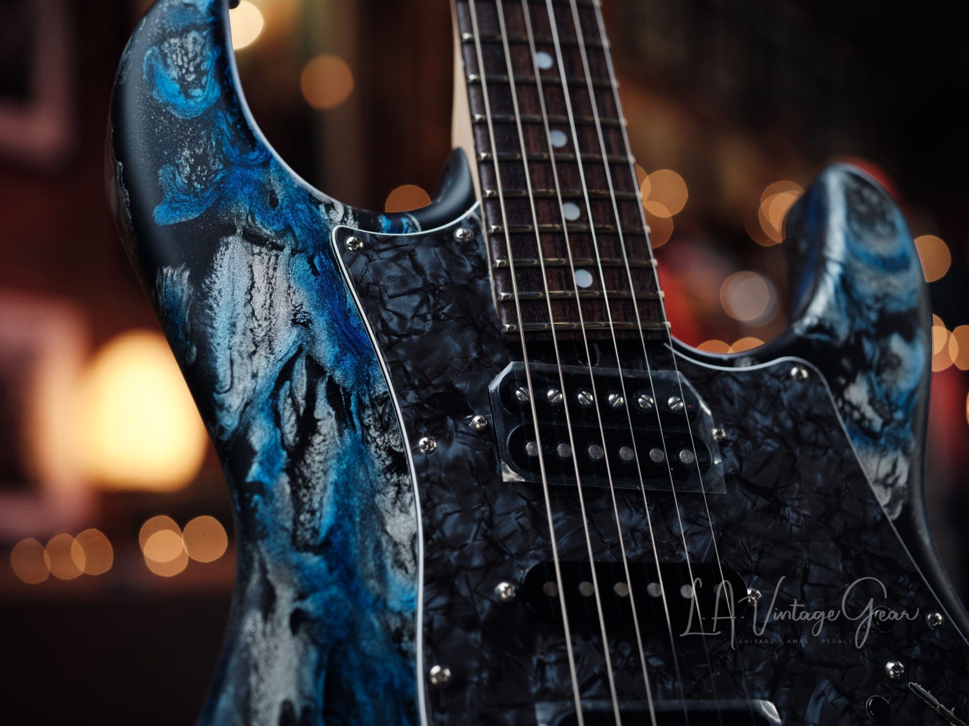 Tyler ' Black & Blue Shmear' S-Style Electric Guitar in HSH Pup Configuration - Brand New! - Image 12