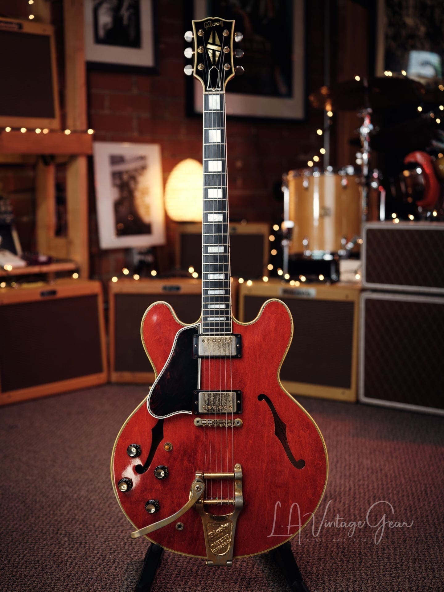 Gibson 1961 Vintage Cherry 355 TD Electric Guitar - 'Lefty' with Bigsby Tailpiece & PAF's ! Wow !