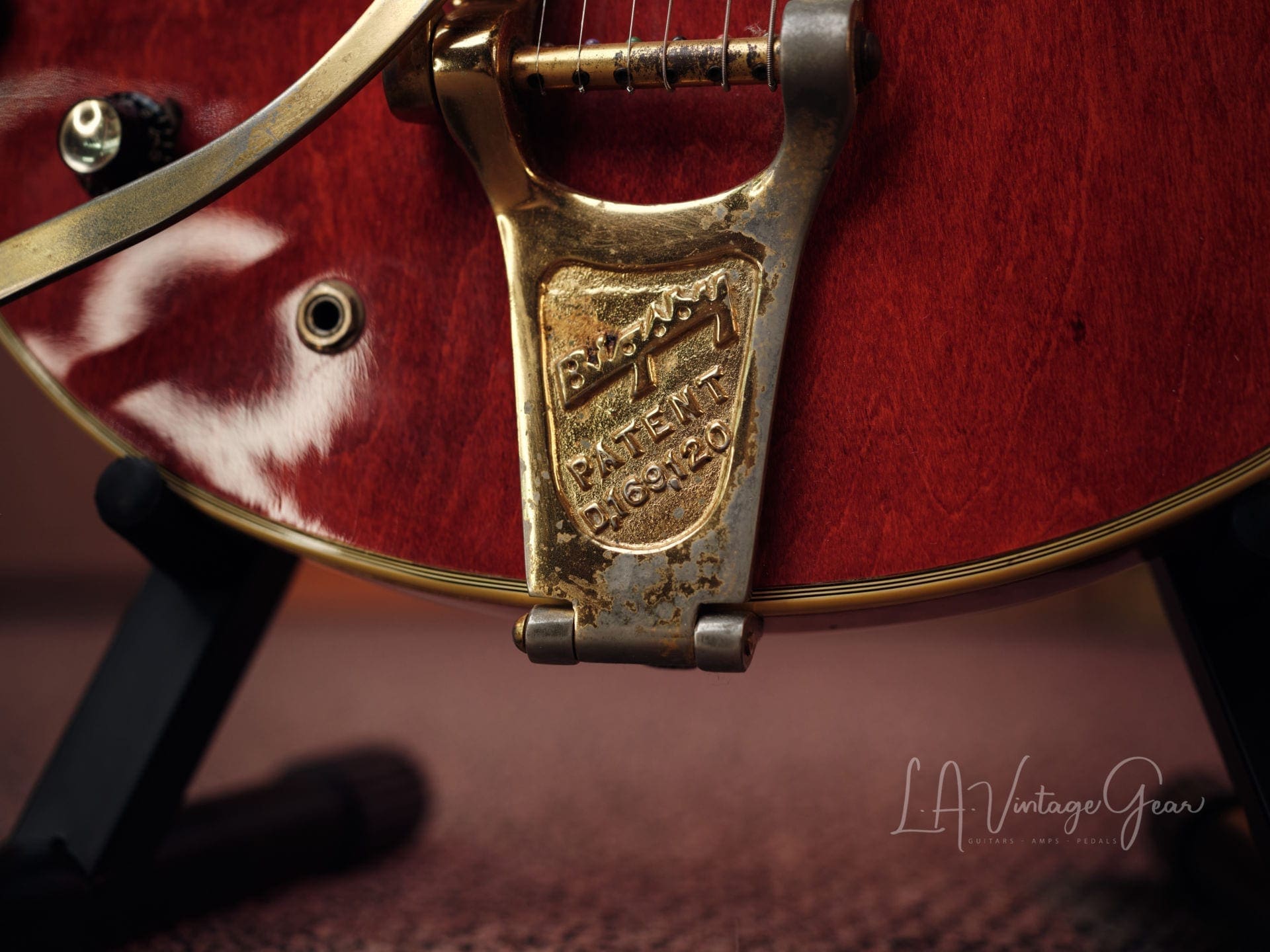 Gibson 1961 Vintage Cherry 355 TD Electric Guitar - 'Lefty' with Bigsby Tailpiece & PAF's ! Wow ! - Image 5