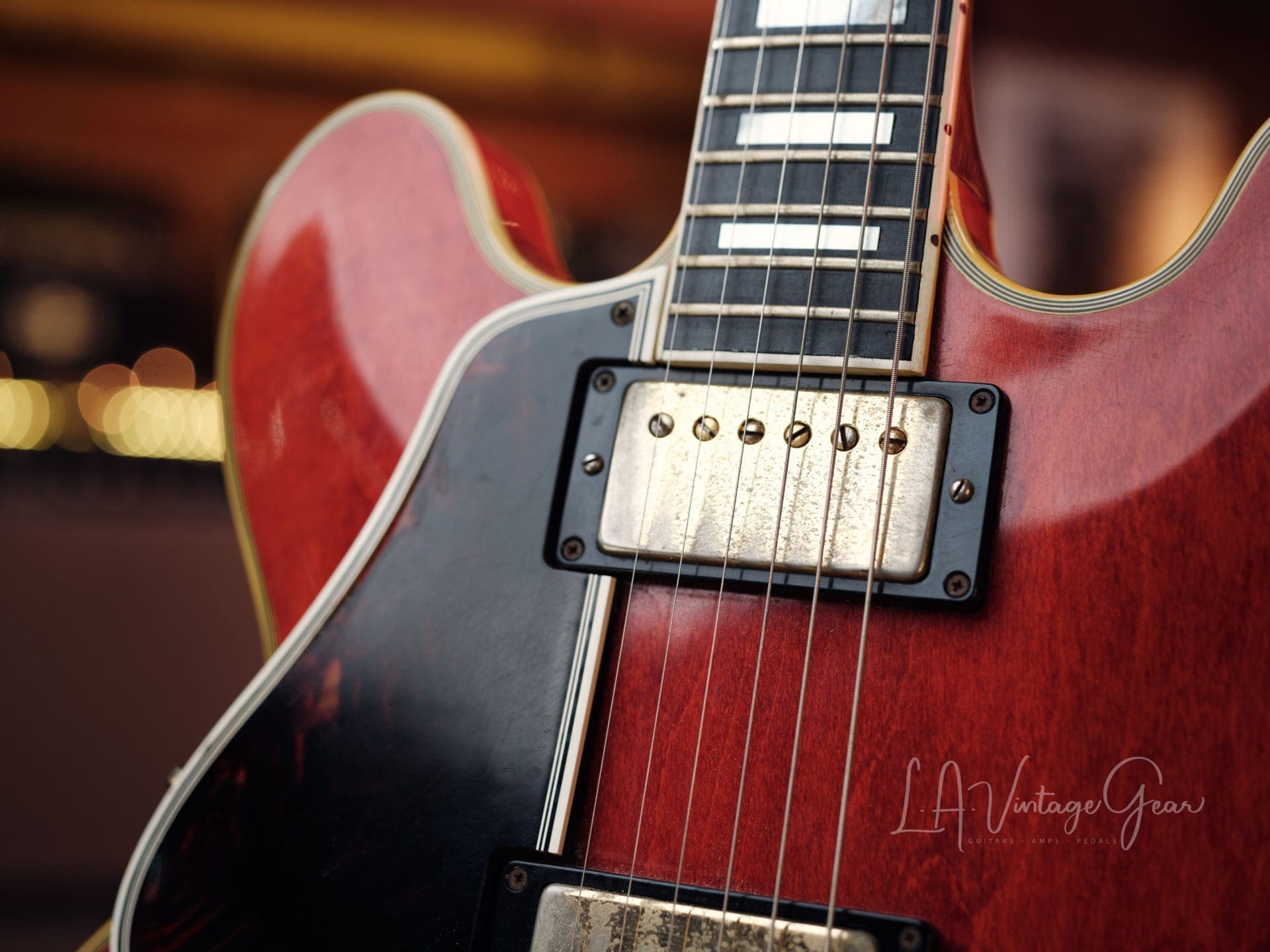 Gibson 1961 Vintage Cherry 355 TD Electric Guitar - 'Lefty' with Bigsby Tailpiece & PAF's ! Wow ! - Image 6