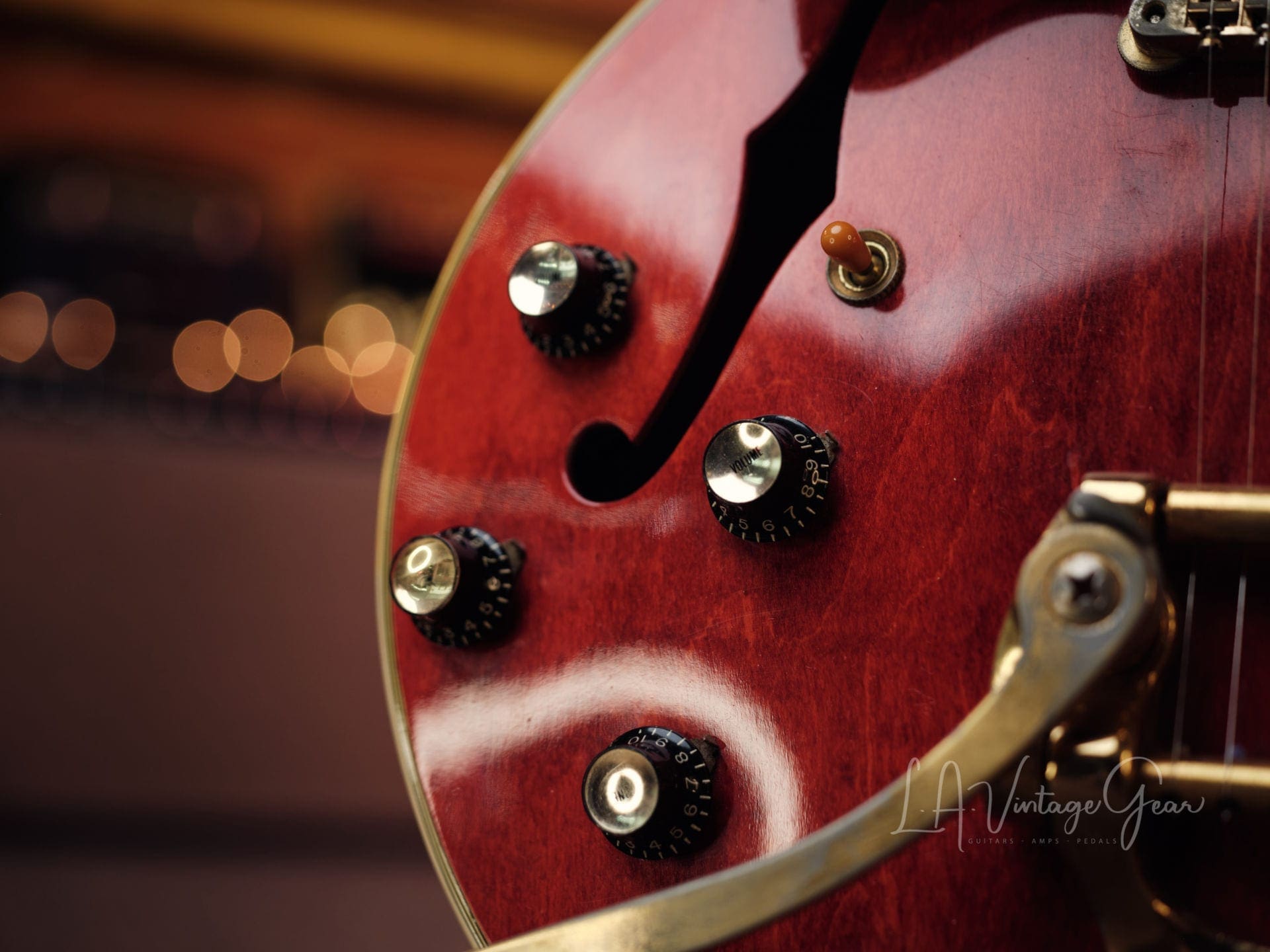 Gibson 1961 Vintage Cherry 355 TD Electric Guitar - 'Lefty' with Bigsby Tailpiece & PAF's ! Wow ! - Image 7