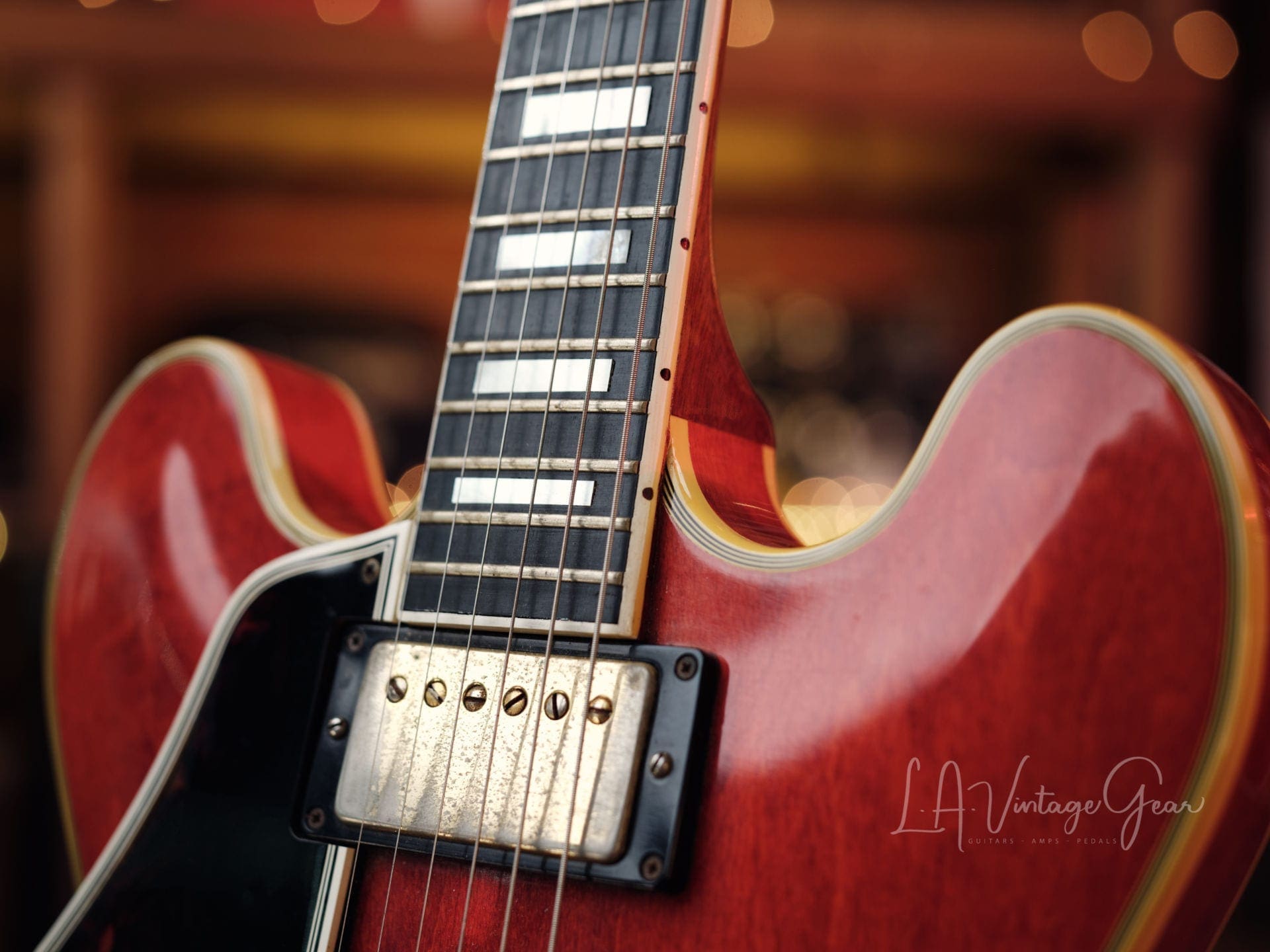 Gibson 1961 Vintage Cherry 355 TD Electric Guitar - 'Lefty' with Bigsby Tailpiece & PAF's ! Wow ! - Image 8