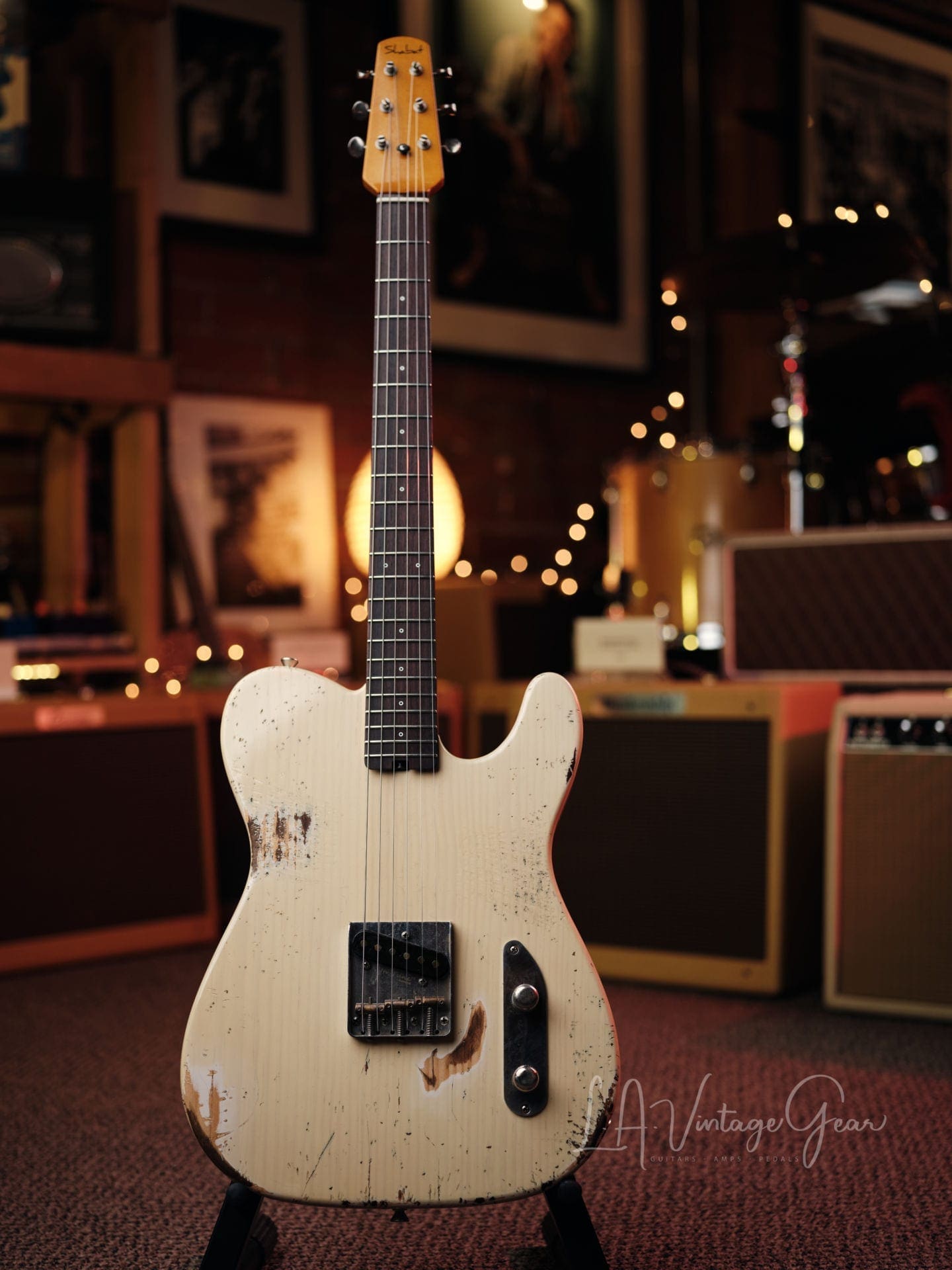 Shabat 'Lion' T-Style Electric Guitar - Vintage White Finish - Pine Body and Lollar J Street Pickups!