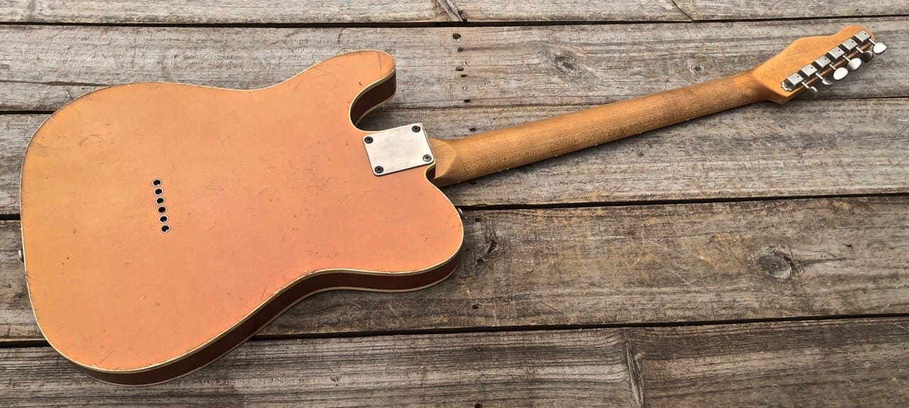 Danocaster Single Cut Double Bound Electric Guitar RW Neck - Faded Car Finish - Image 7