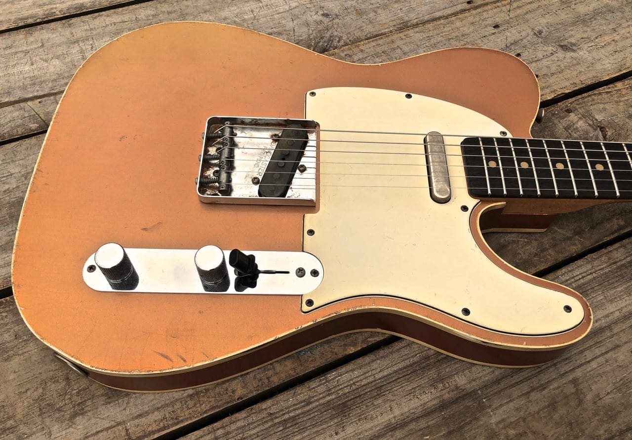 Danocaster Single Cut Double Bound Electric Guitar RW Neck - Faded Car Finish - Image 2
