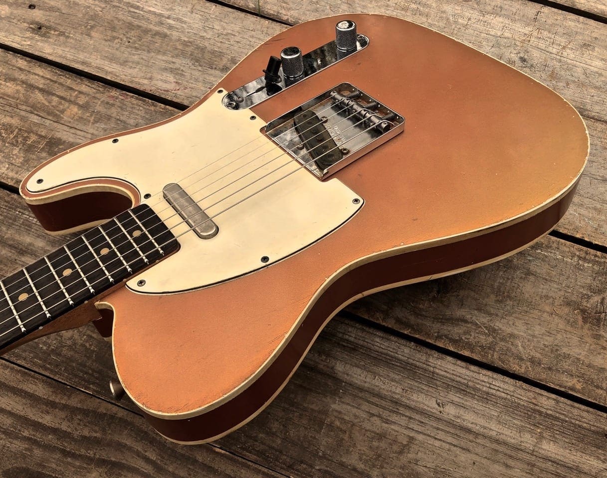 Danocaster Single Cut Double Bound Electric Guitar RW Neck - Faded Car Finish - Image 3