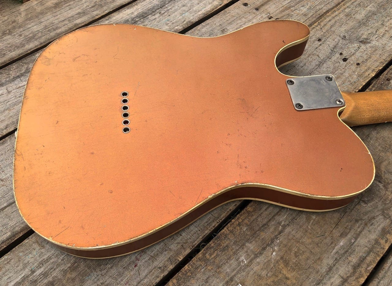 Danocaster Single Cut Double Bound Electric Guitar RW Neck - Faded Car Finish - Image 8