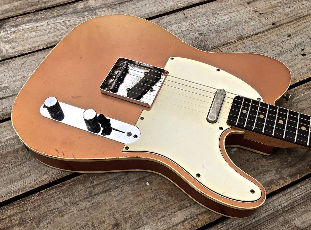 Danocaster Single Cut Double Bound Electric Guitar RW Neck - Faded Car Finish - Image 4