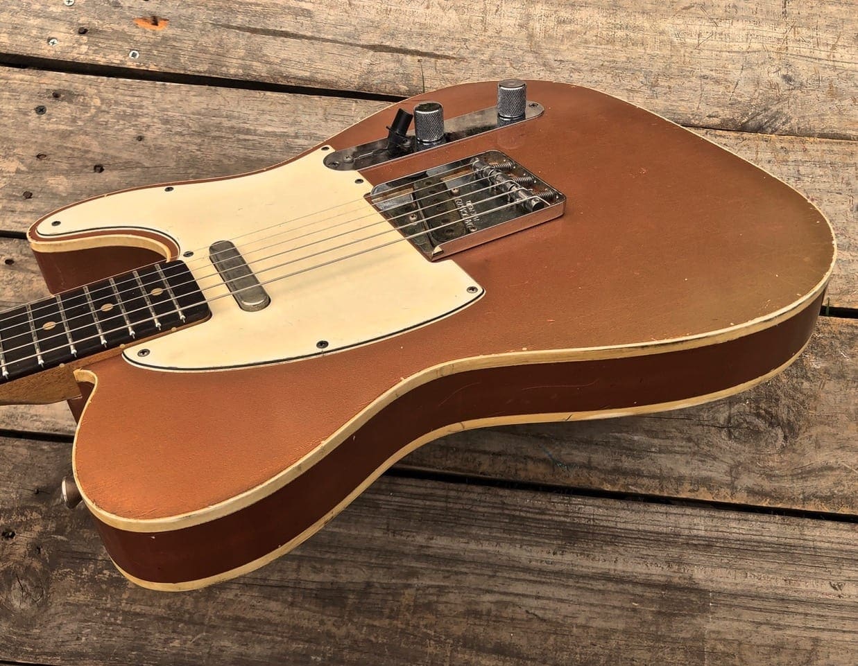 Danocaster Single Cut Double Bound Electric Guitar RW Neck - Faded Car Finish - Image 5