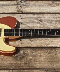 Danocaster Single Cut Double Bound T-Style Electric Guitar in Faded Candy Apple Red - With Foilbucker Neck Pickup! - Image 3