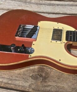 Danocaster Single Cut Double Bound T-Style Electric Guitar in Faded Candy Apple Red - With Foilbucker Neck Pickup! - Image 2