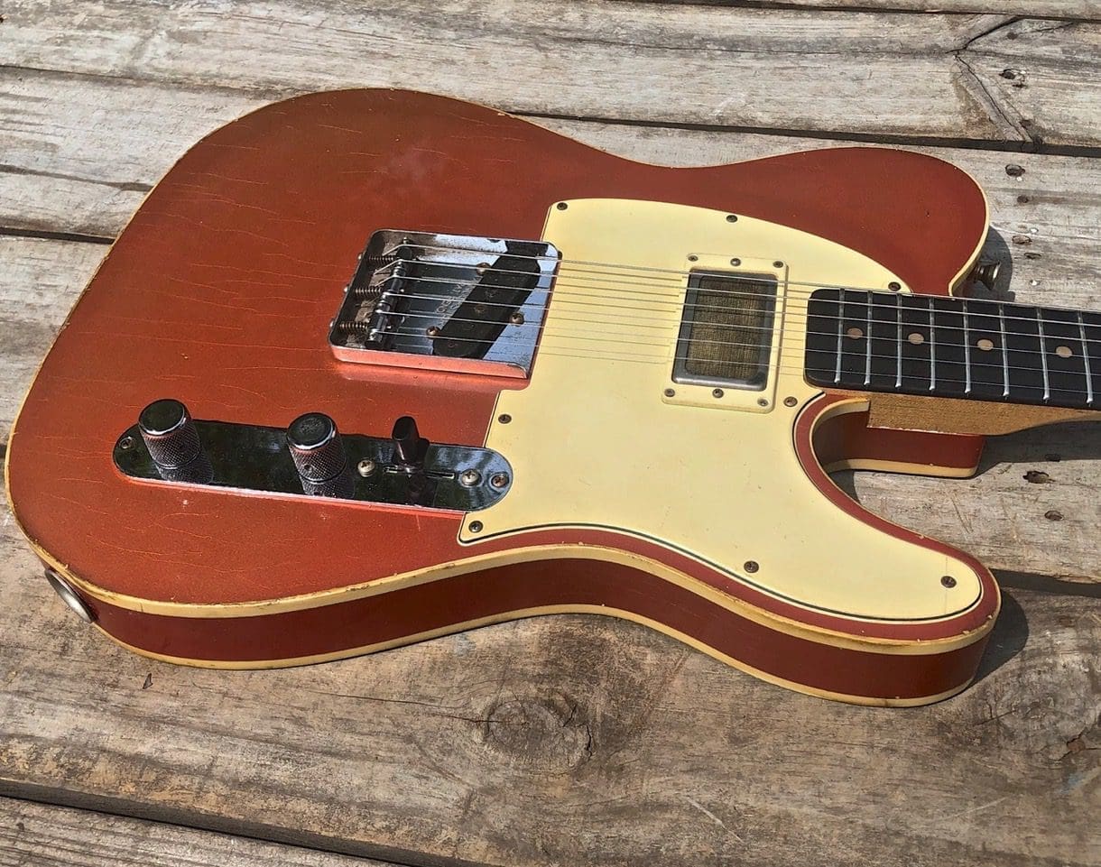 Danocaster Single Cut Double Bound T-Style Electric Guitar in Faded Candy Apple Red - With Foilbucker Neck Pickup! - Image 2