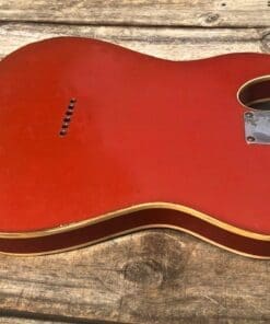 Danocaster Single Cut Double Bound T-Style Electric Guitar in Faded Candy Apple Red - With Foilbucker Neck Pickup! - Image 6