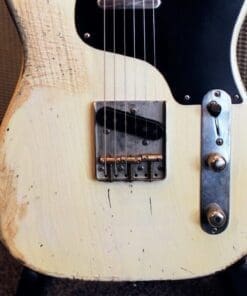 Shabat Lion T-Style Relic'd Electric Guitar in Vintage White with Black Guard - Swamp Ash Body & Lollar Pickups! - Image 3