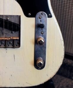 Shabat Lion T-Style Relic'd Electric Guitar in Vintage White with Black Guard - Swamp Ash Body & Lollar Pickups! - Image 4