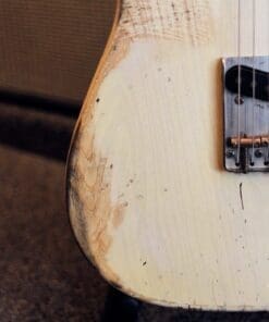 Shabat Lion T-Style Relic'd Electric Guitar in Vintage White with Black Guard - Swamp Ash Body & Lollar Pickups! - Image 6