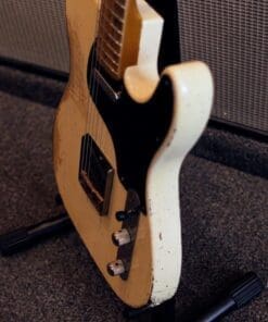 Shabat Lion T-Style Relic'd Electric Guitar in Vintage White with Black Guard - Swamp Ash Body & Lollar Pickups! - Image 8