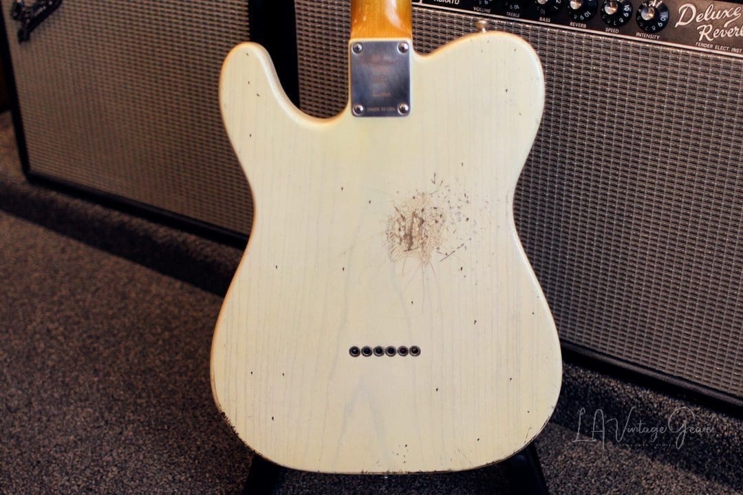Shabat Lion T-Style Relic'd Electric Guitar in Vintage White with Gold Guard - Swamp Ash Body & Lollar Pickups! - Image 8