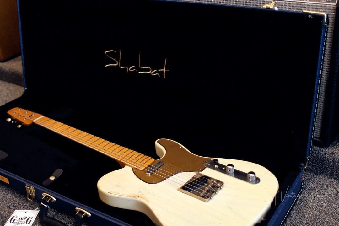 Shabat Lion T-Style Relic'd Electric Guitar in Vintage White with Gold Guard - Swamp Ash Body & Lollar Pickups! - Image 16