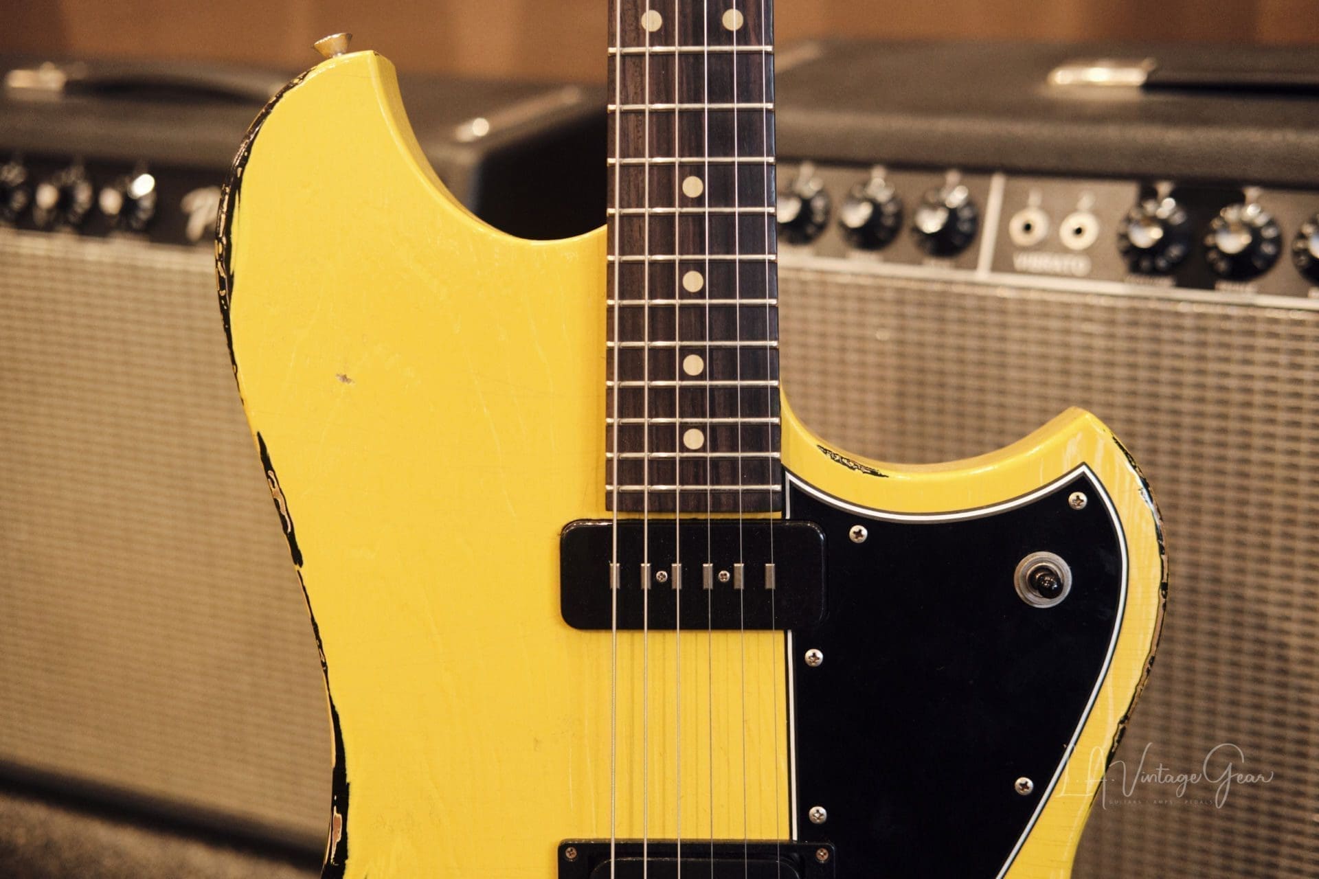 Novo 'Voltur' Offset Style Electric Guitar - Yellow over '64 Sunburst with Lollar & Lindy Fralin Pickups! - Image 2