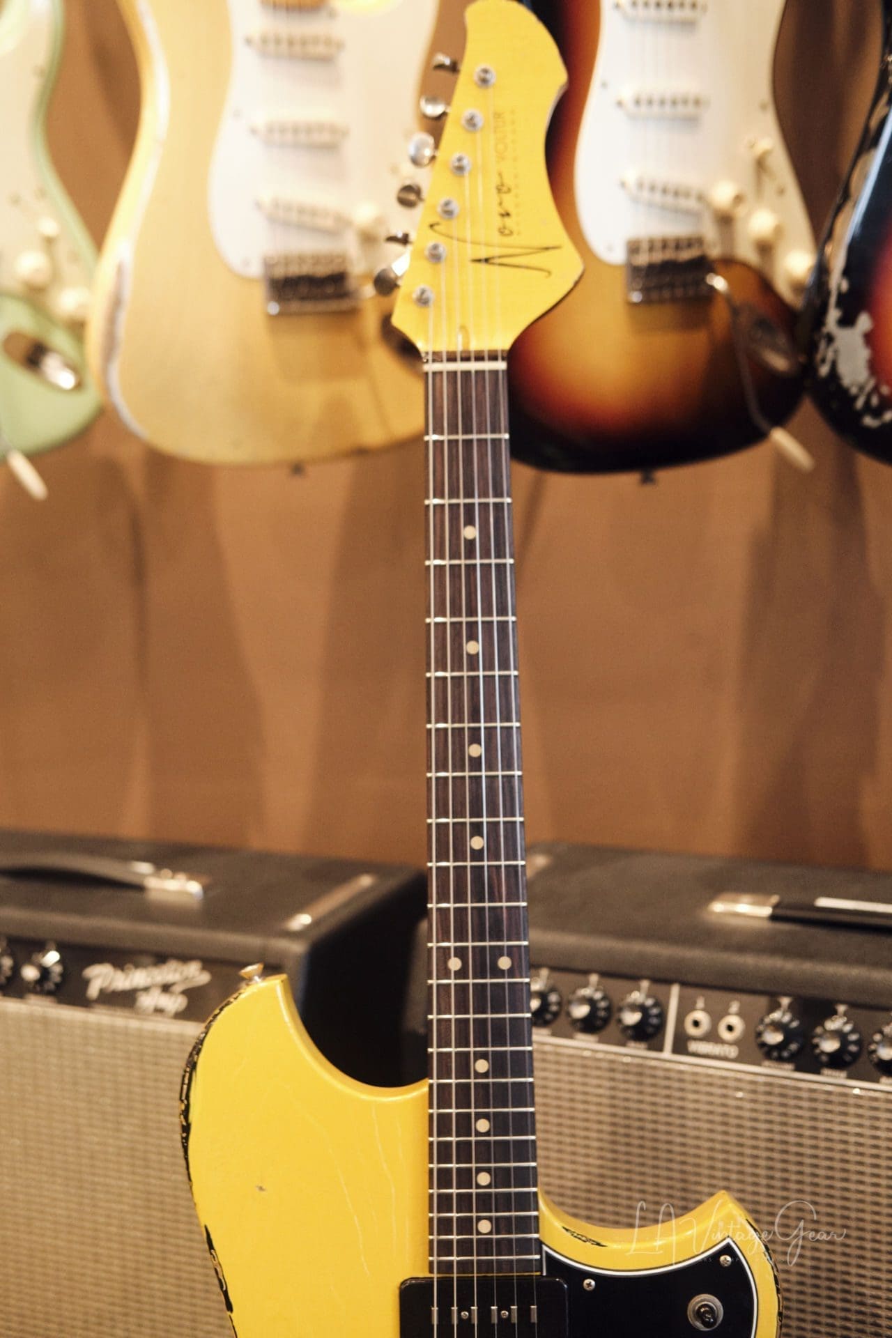 Novo 'Voltur' Offset Style Electric Guitar - Yellow over '64 Sunburst with Lollar & Lindy Fralin Pickups! - Image 9