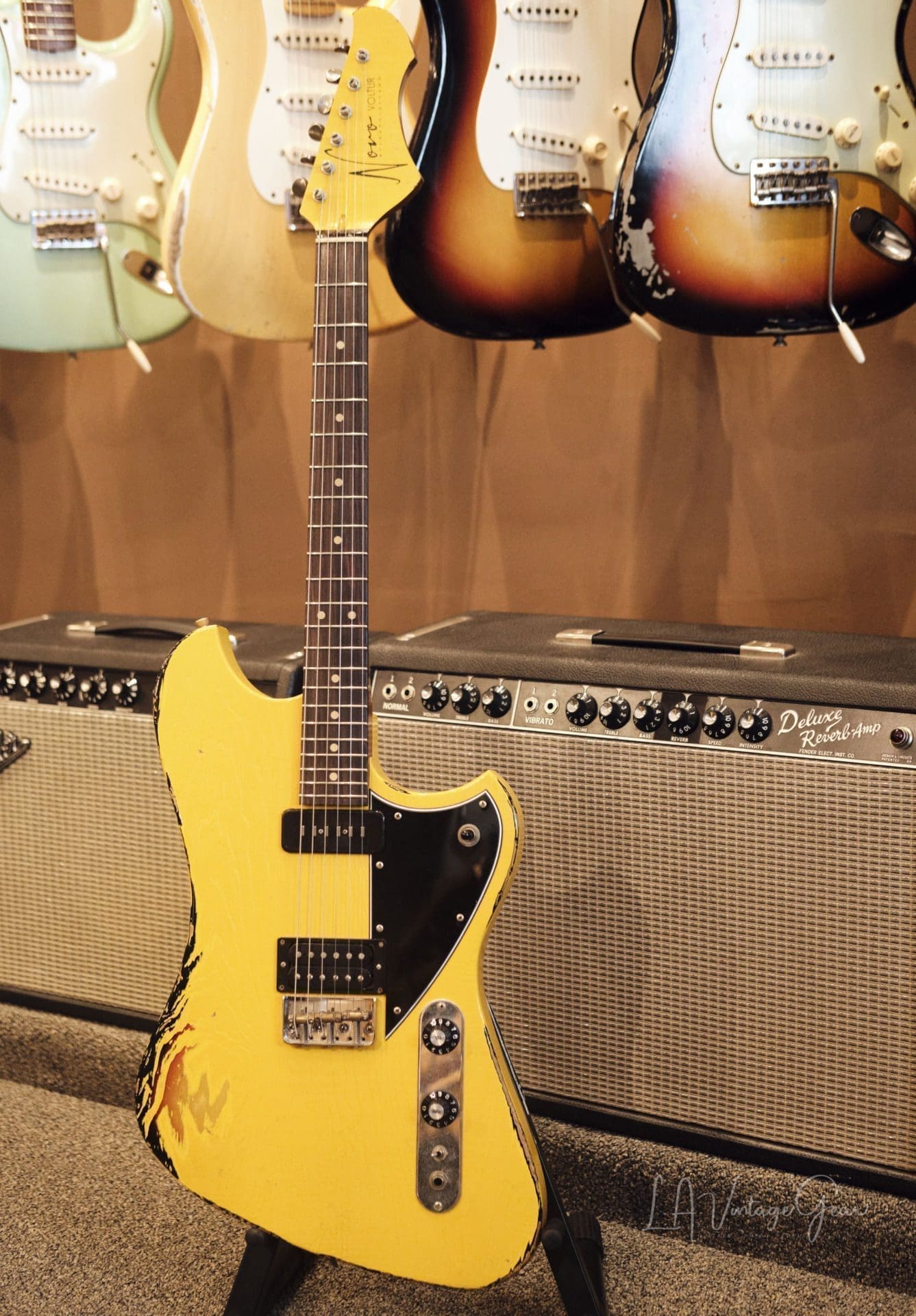 Novo 'Voltur' Offset Style Electric Guitar - Yellow over '64 Sunburst with Lollar & Lindy Fralin Pickups!